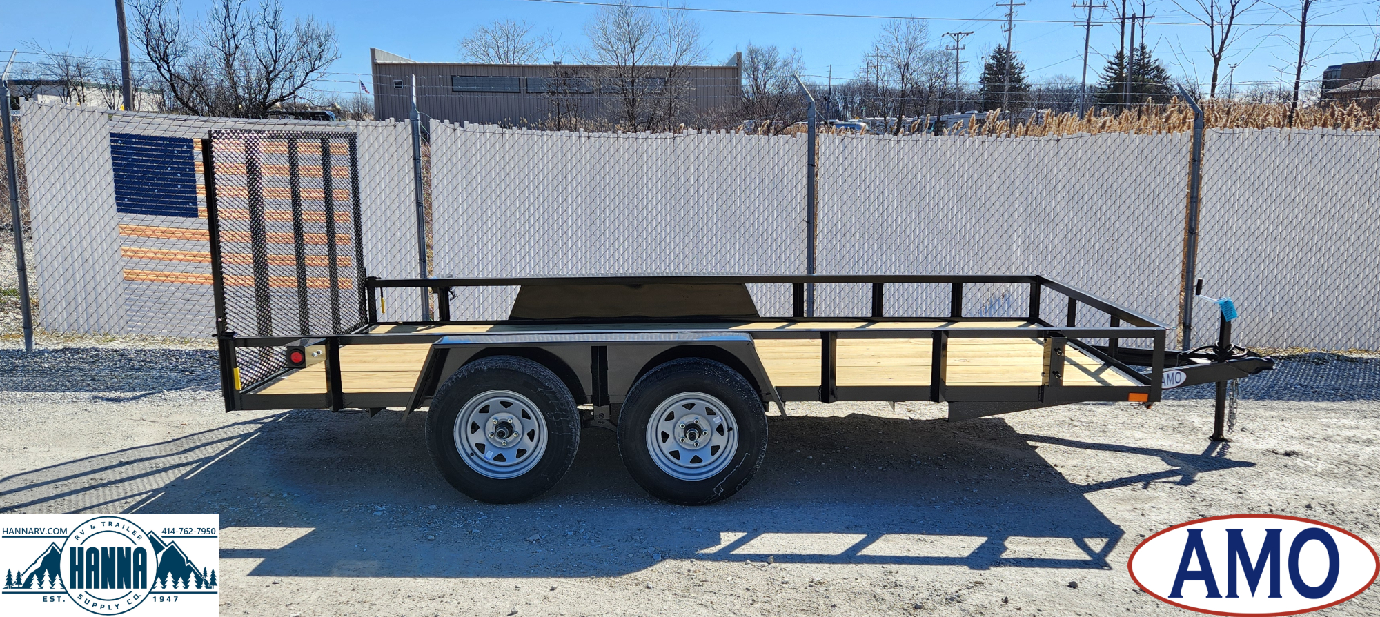 AMO 76" X 14' Steel Tandem Axle Utility Trailer with Ramp Gate and Short Side Rails